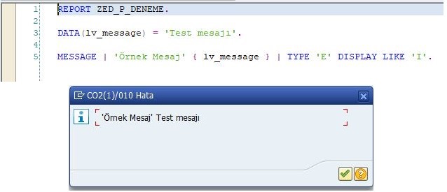 Example Messages in ABAP